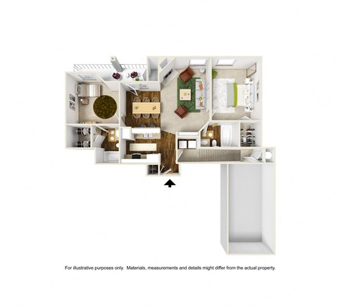 Floor plan for 2 beds, 2 baths, 900 sqft